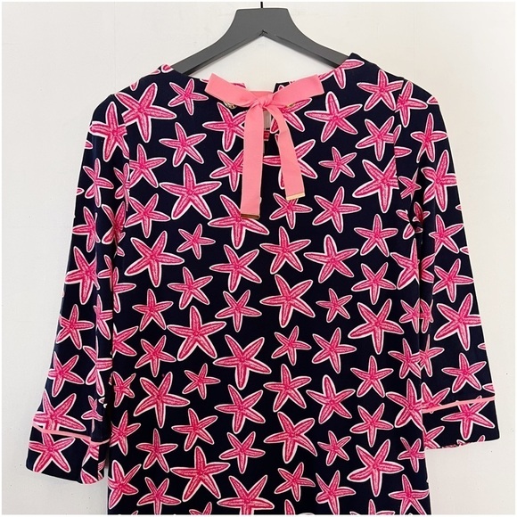 CROWN & IVY Starfish Print Knit Shift Dress with Back Bow Detail Size Small - Picture 7 of 12